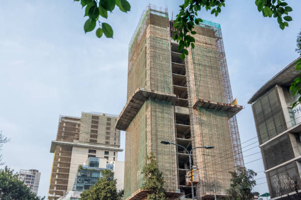 An under construction skyscrapers and sounding buildings! Due to the economic development of Bangladesh, there are many small and big buildings under construction. The photo was taken from Gulshan in the evening.